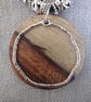 Upcycled Round Wood Pendant & Swinging Steel Ring Wood Jewellery - Image 7