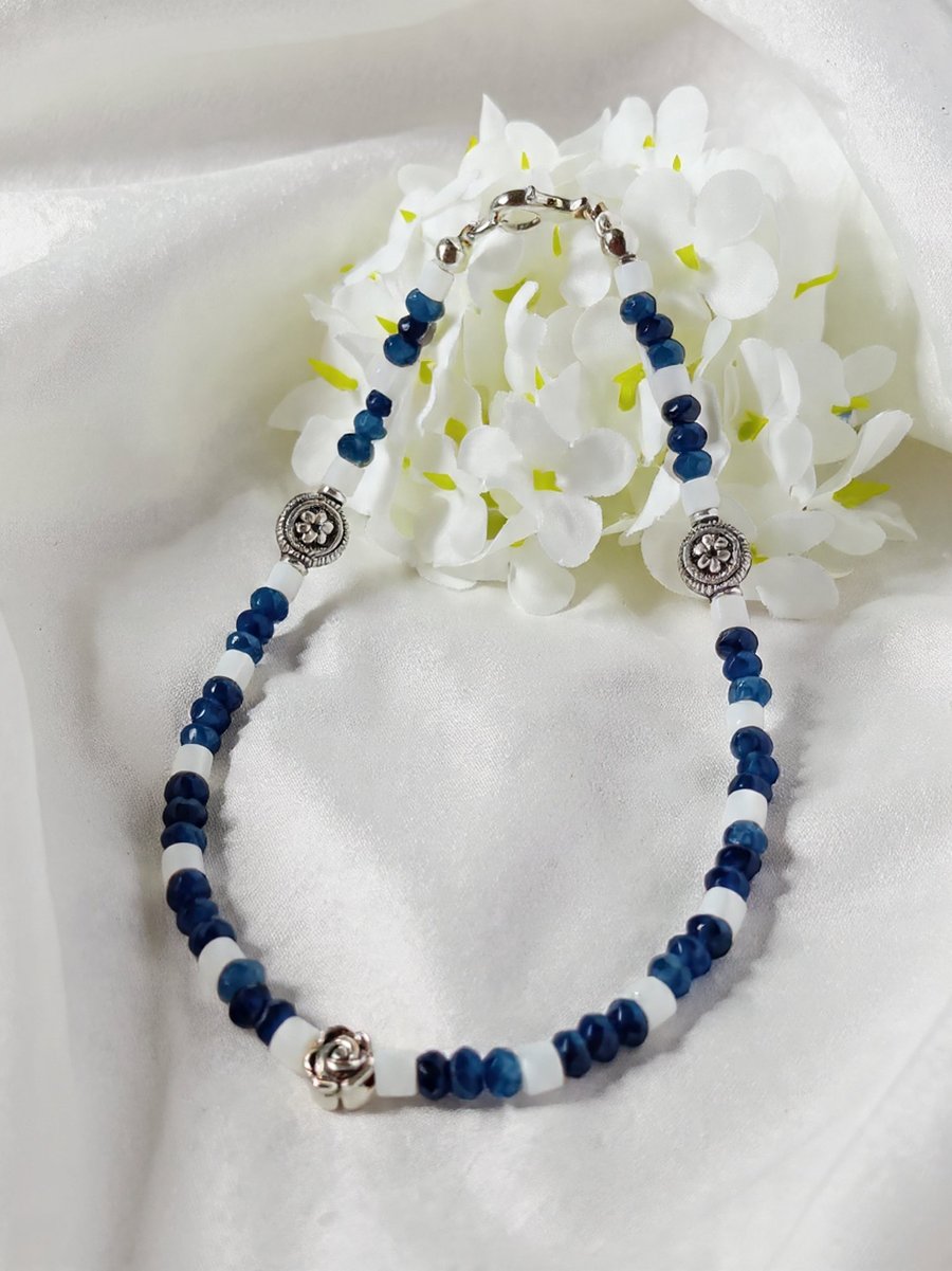 Sapphire & Shell Anklet