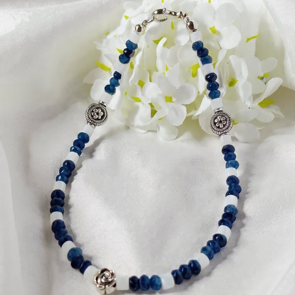 Sapphire & Shell Anklet