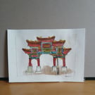 Liverpool China town arch A5 original watercolour painting