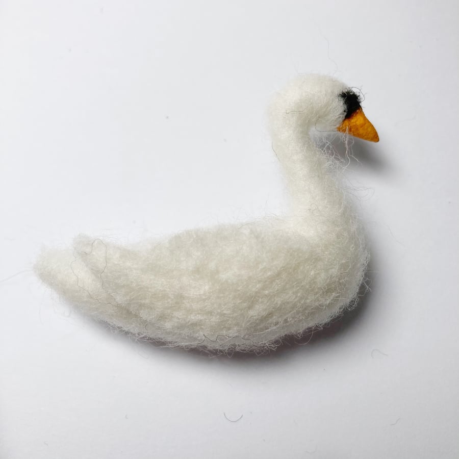 Seconds sunday - Miniature needle felted swan brooch