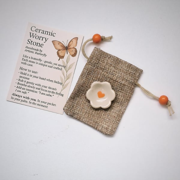 Ceramic Worry Stone Flower 
