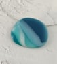 Deep Sea Blue Glass Pendant on Choker Necklace - Image 1