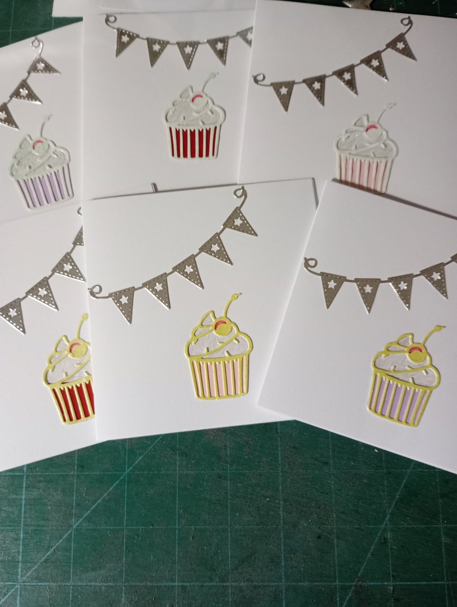 Pack of 6 cupcake thank you cards
