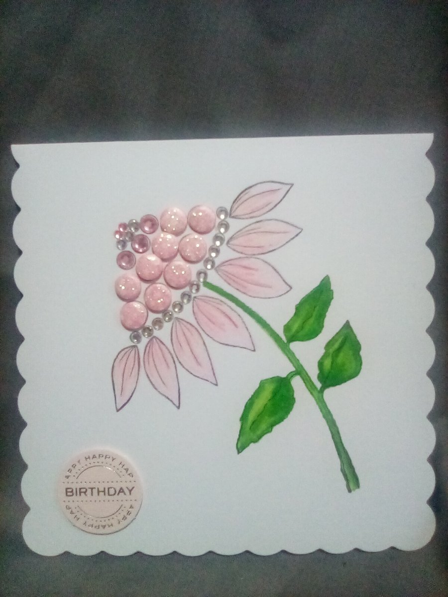 Watercolour and pencil handmade Birthday card