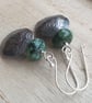Silver spiral earrings, African turquoise, Disc earrings - Image 2