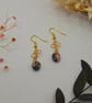 Handmade Dainty Pale Gold Pink Rhodonite Gemstone Dangle Earrings