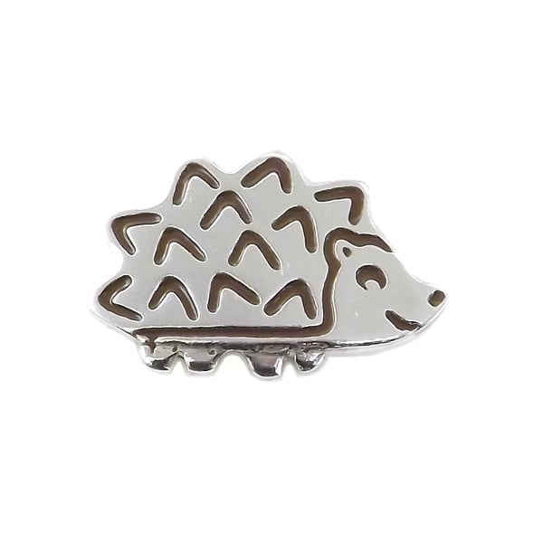 Hedgehog badge, lapel pin, tie tack, handmade from sterling silver