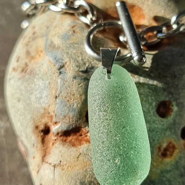Chunky Seaham seaglass bottle stopper necklace 