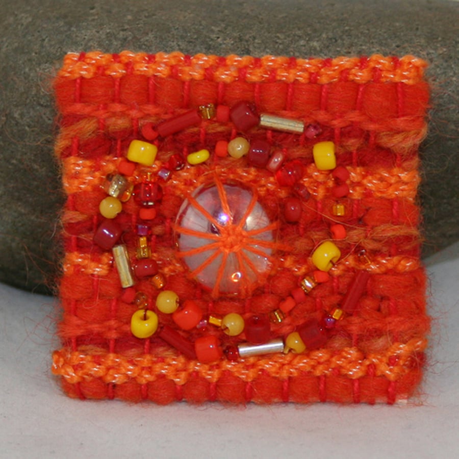 Orange Glass Brooch