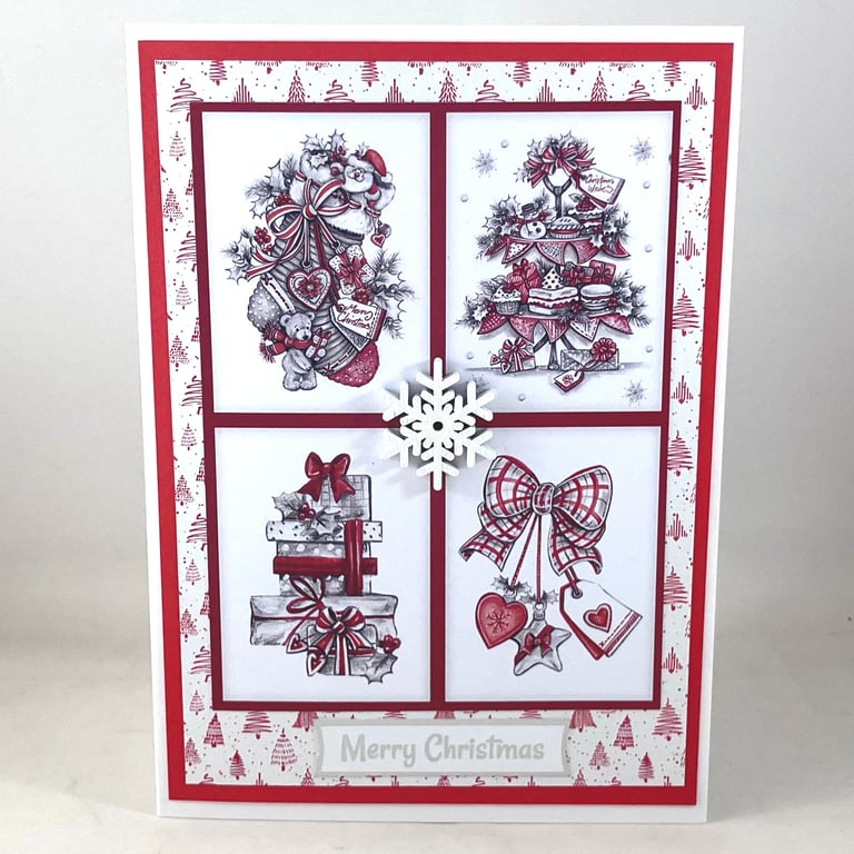 Red and grey Christmas card