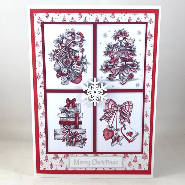 Red and grey Christmas card