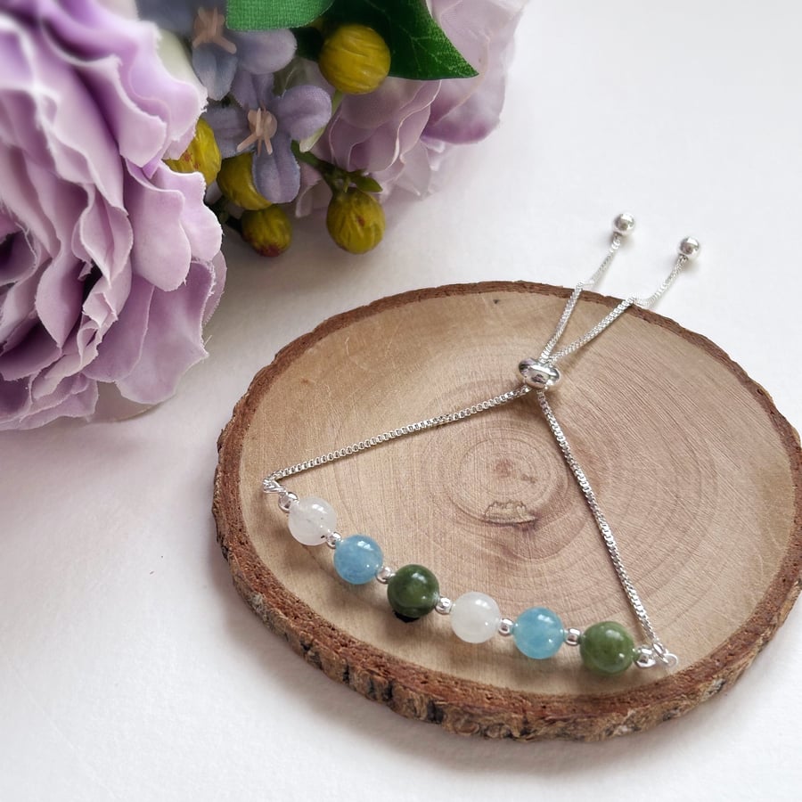 Frosty Morning Beaded Sliding Clasp Bracelet