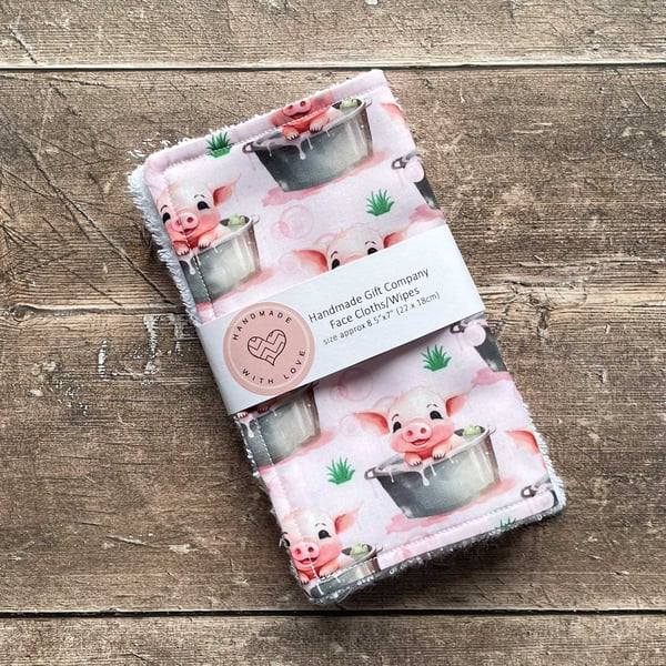 Handmade 2 Pk Face Wipes, Face Cloths, Face Flannels, Eco-Friendly Wipes-FCW10