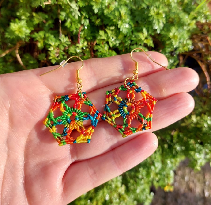 Rainbow Mandala Earrings 