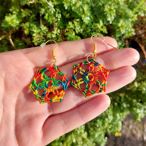 Rainbow Mandala Earrings 