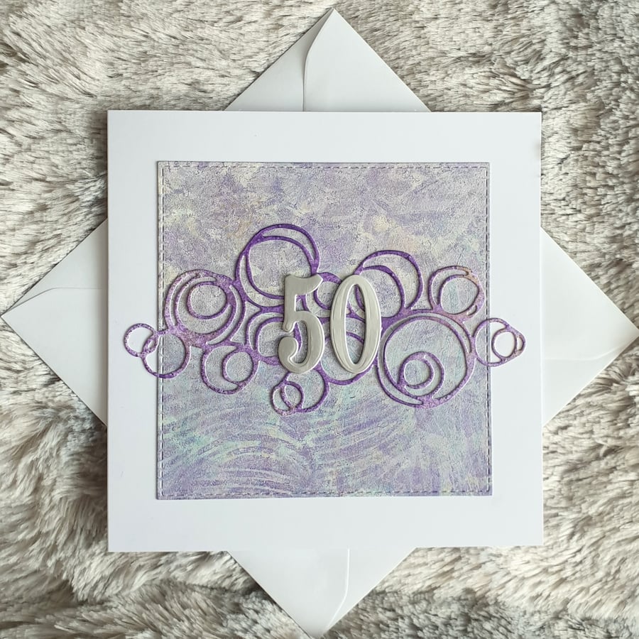 Lilac 50th Birthday Card 