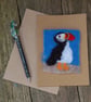  Puffin Needle felt card for any occasion wool card, wool painting, textile art