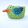 HANDMADE STONEWARE CERAMIC GIFT BOXED LIME GREEN POLKA DUCK