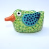 HANDMADE STONEWARE CERAMIC GIFT BOXED LIME GREEN POLKA DUCK