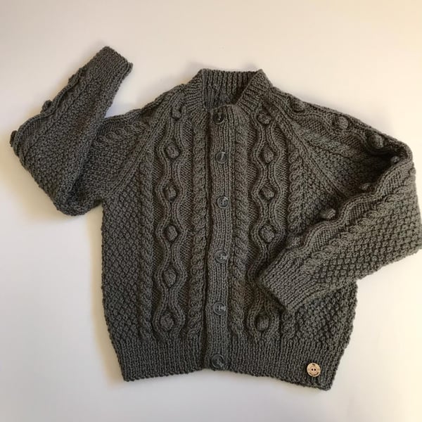 Boy's grey cable cardigan to fit age 2 - 3 yrs approx