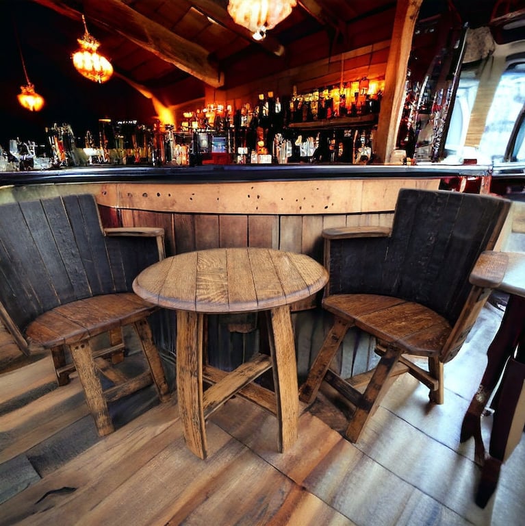 Coffee Table Made From Oak Whiskey Barrel With Legs THE BELLOWS