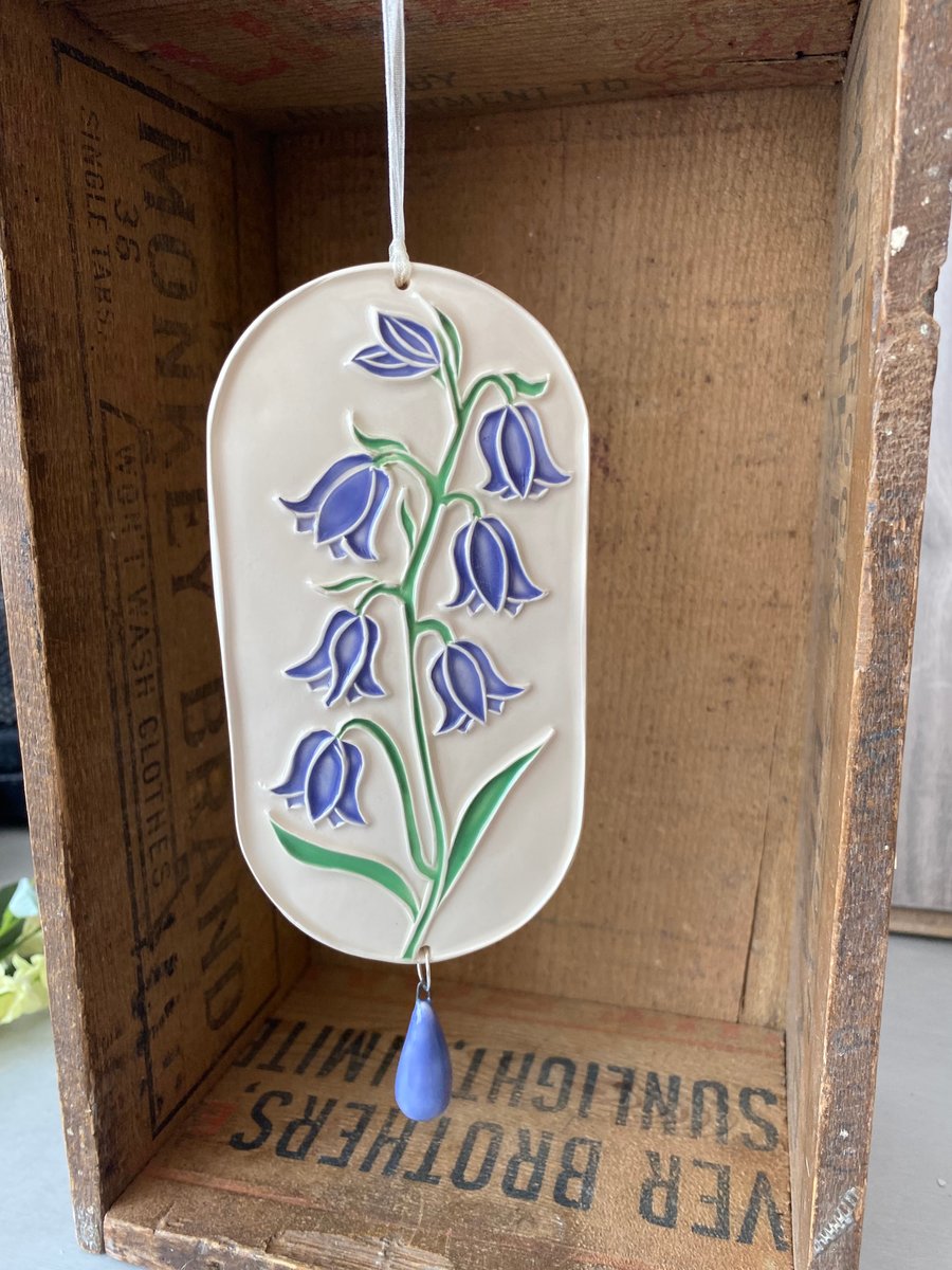 Large bluebell pottery hanging decoration