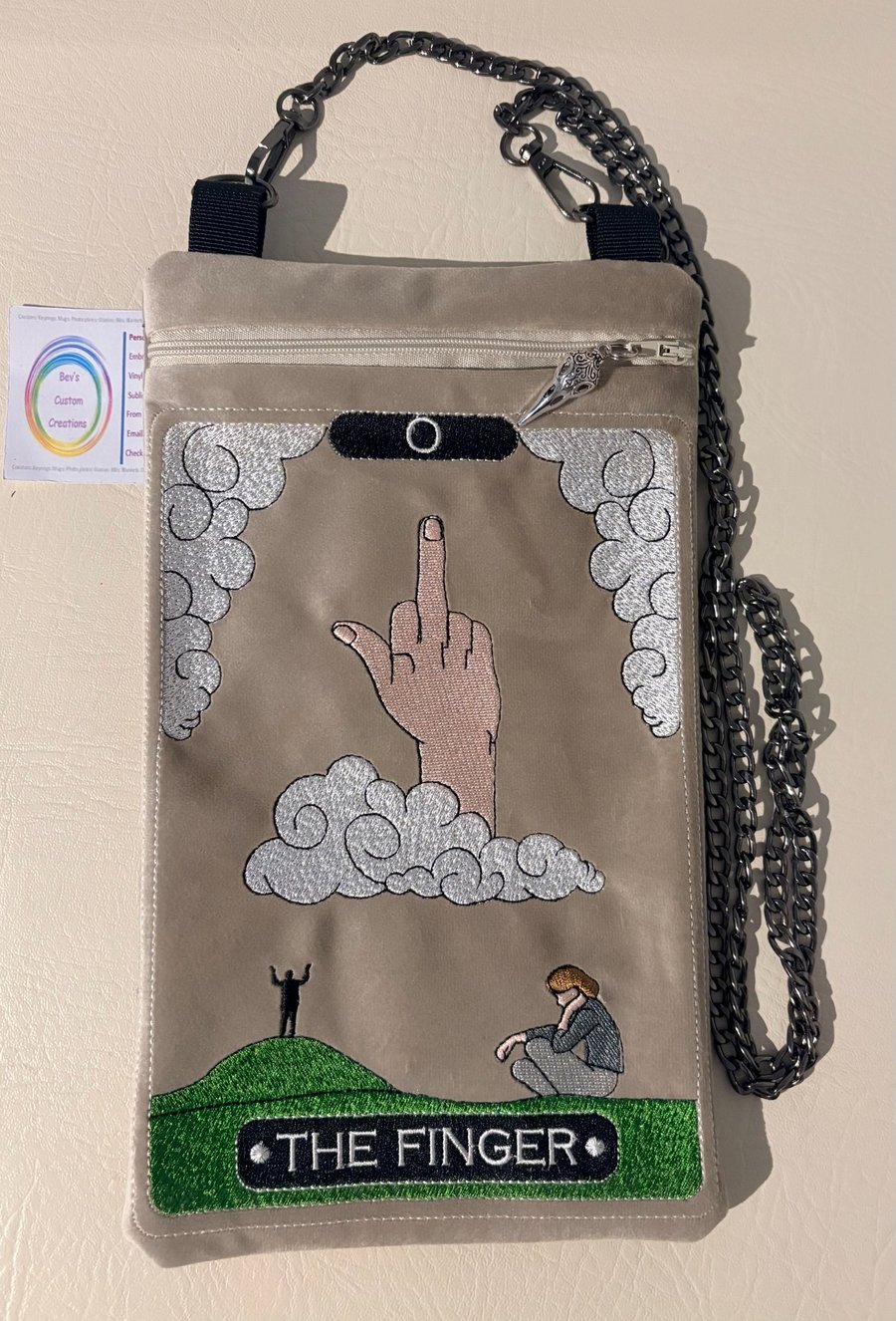 Embroidered Tarot inspired - The Finger - Velour 