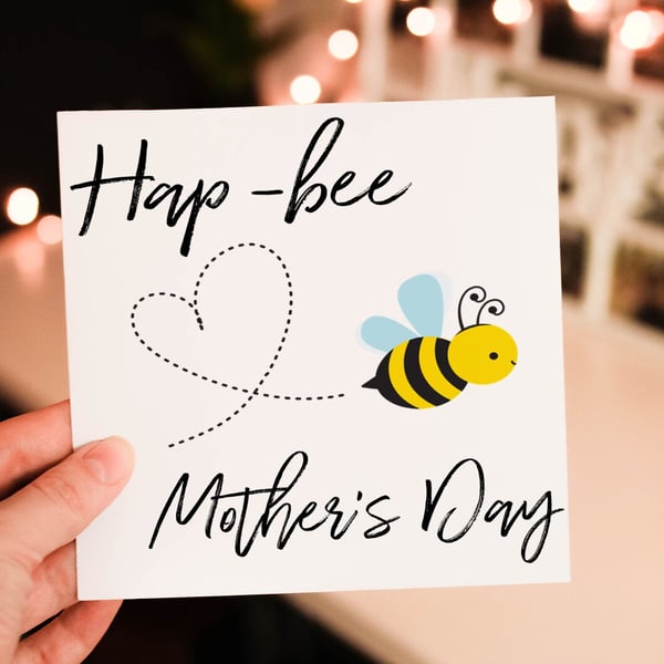 Hap-Bee Mother's Day Card, Wonderful Mum, Card for Mum, Mothers Day Card, Mother