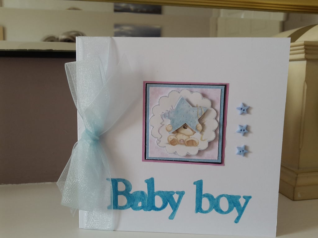 New baby boy star card