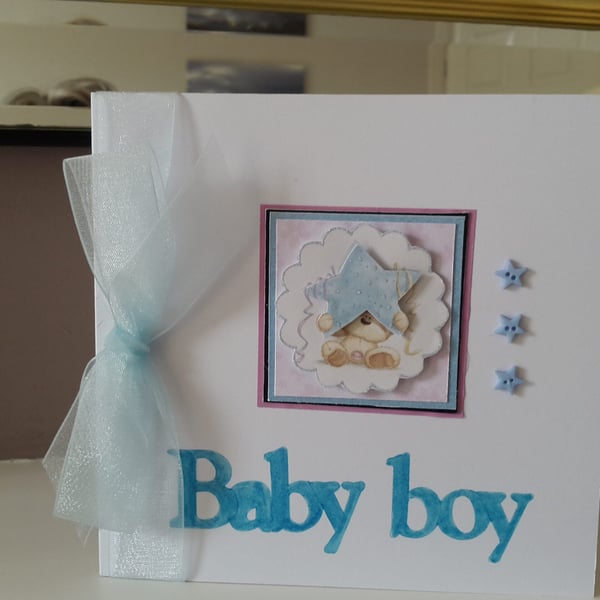 New baby boy star card