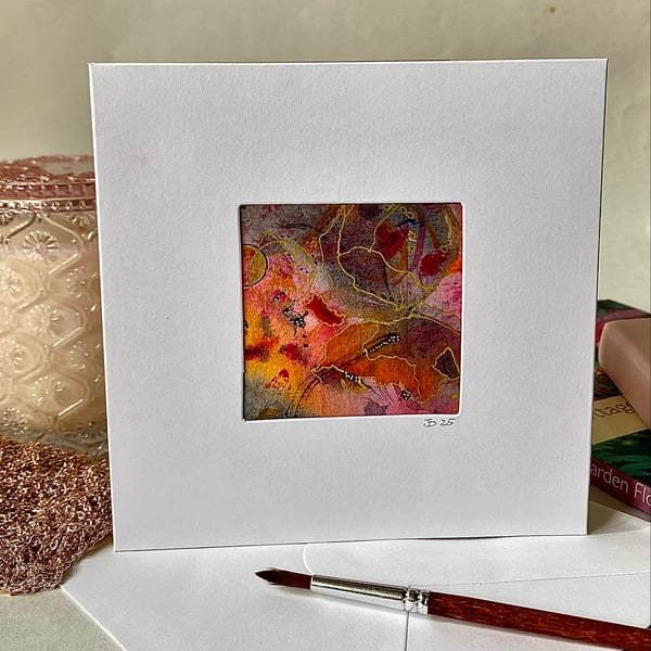 Abstract hand painted watercolour card 