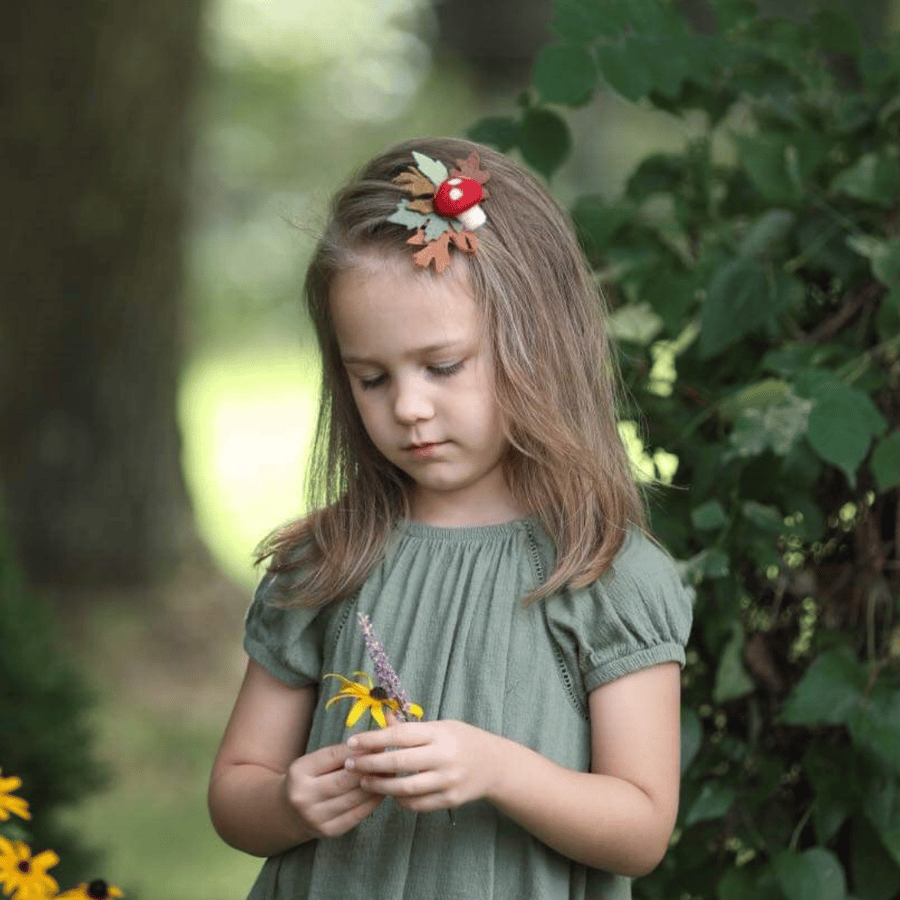 Felt Mushroom Hair Clip, Autumn Barette, Little Girl Hair Accessories, Gift