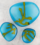 Glass Dish in Turquoise Blue with Seaweed Motif - Image 5