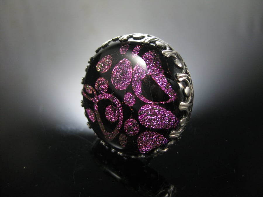 Purple fused glass statement ring