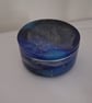 Handmade blue and silver epoxy resin decorative pot with lid.