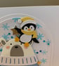 Handmade Christmas Wishes Card – Modern Bear & Penguin Christmas Card - Image 3