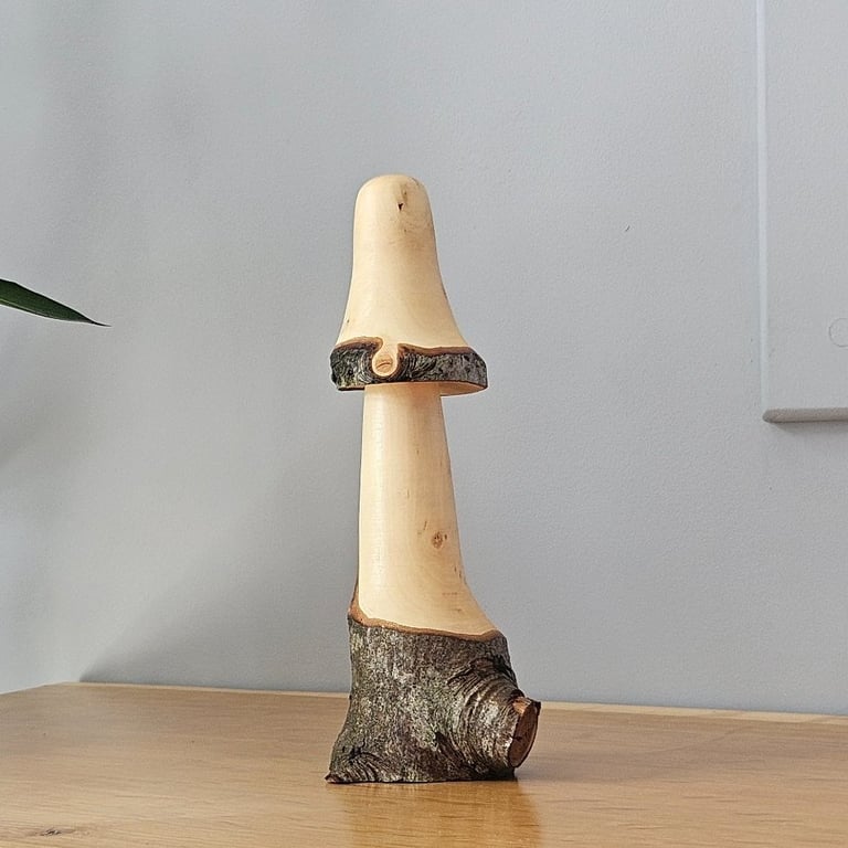 Rustic wood turned mushroom - hawthorn
