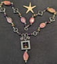 Moukite Jasper,  Hematite, Crazy Lace Agate with Sterling Silver Necklace - Image 1