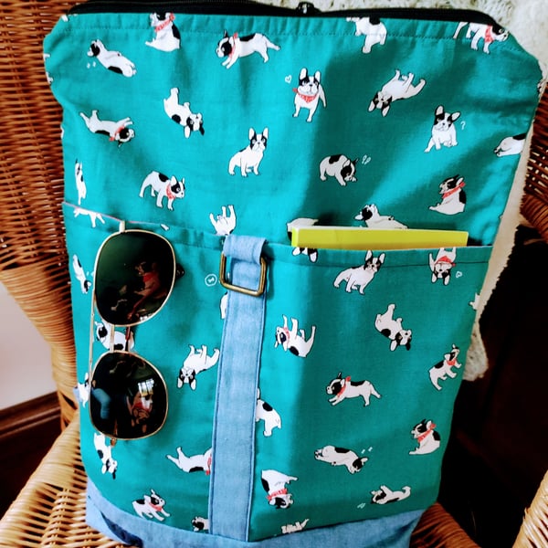 French bulldog roll top rucksack  UK delivery free