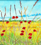 Poppy Flower Summer Fields Greeting Card from Original Watercolour Painting - Image 2