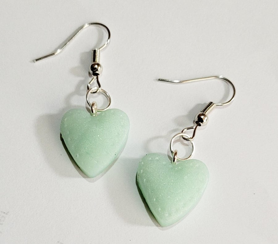 Handmade Polymer Clay Heart Earrings, Minimalist Everyday Jewelry, Subtle Artisa