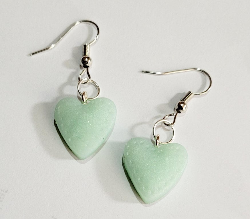 Handmade Polymer Clay Heart Earrings, Minimalist Everyday Jewelry, Subtle Artisa