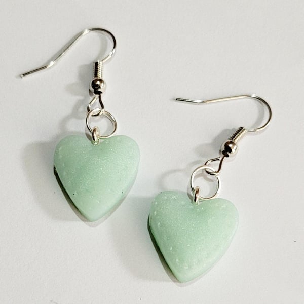 Handmade Polymer Clay Heart Earrings, Minimalist Everyday Jewelry, Subtle Artisa