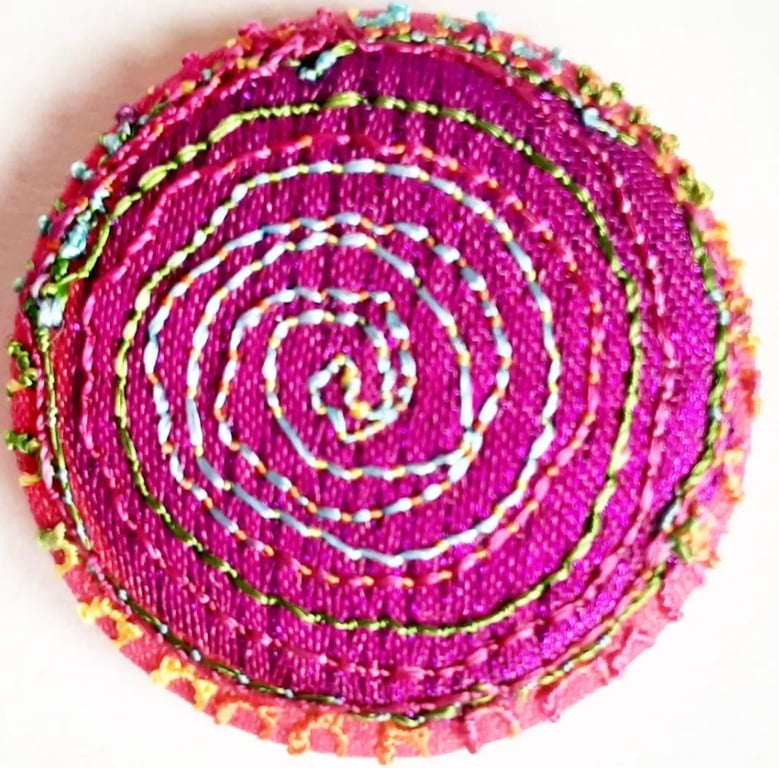 Buttons 1 inch button Hand Dyed Silks and Cottons Free Machine Embroidery Button