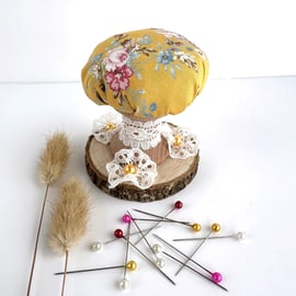Floral Mushroom Pin Cushion with Pastel Flowers