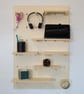 Wall Mounted Wooden Pegboard and Organiser with Shelving and Pegs - Image 3