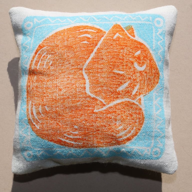 Handprinted Cat Lavender Bag