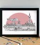 Glasgow Landmarks Skyline Art Print - Image 1