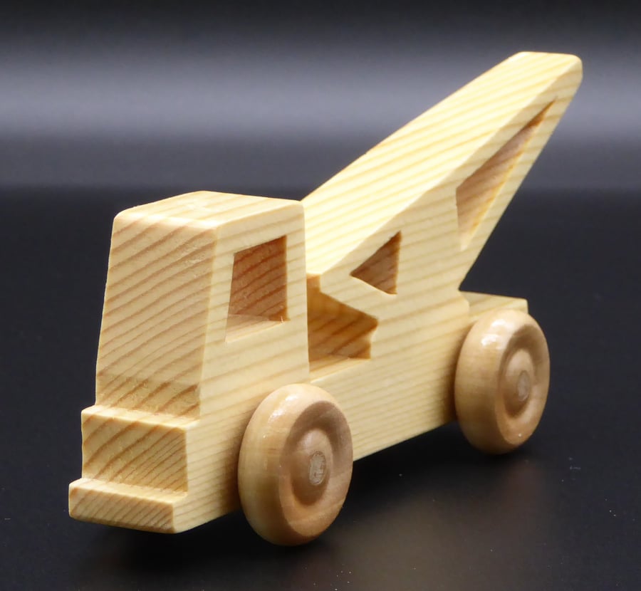 Wooden Toy Crane Truck